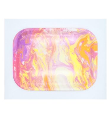 マーブリング　四角トレイ　新柄ピンク