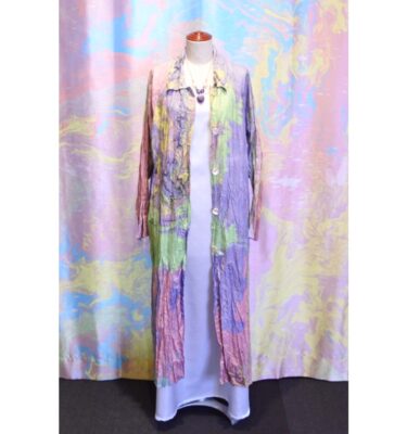 マーブリング　プリーツ　ロングコート