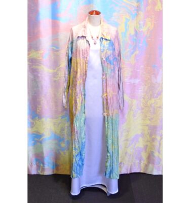 マーブリング　プリーツ　ロングコート